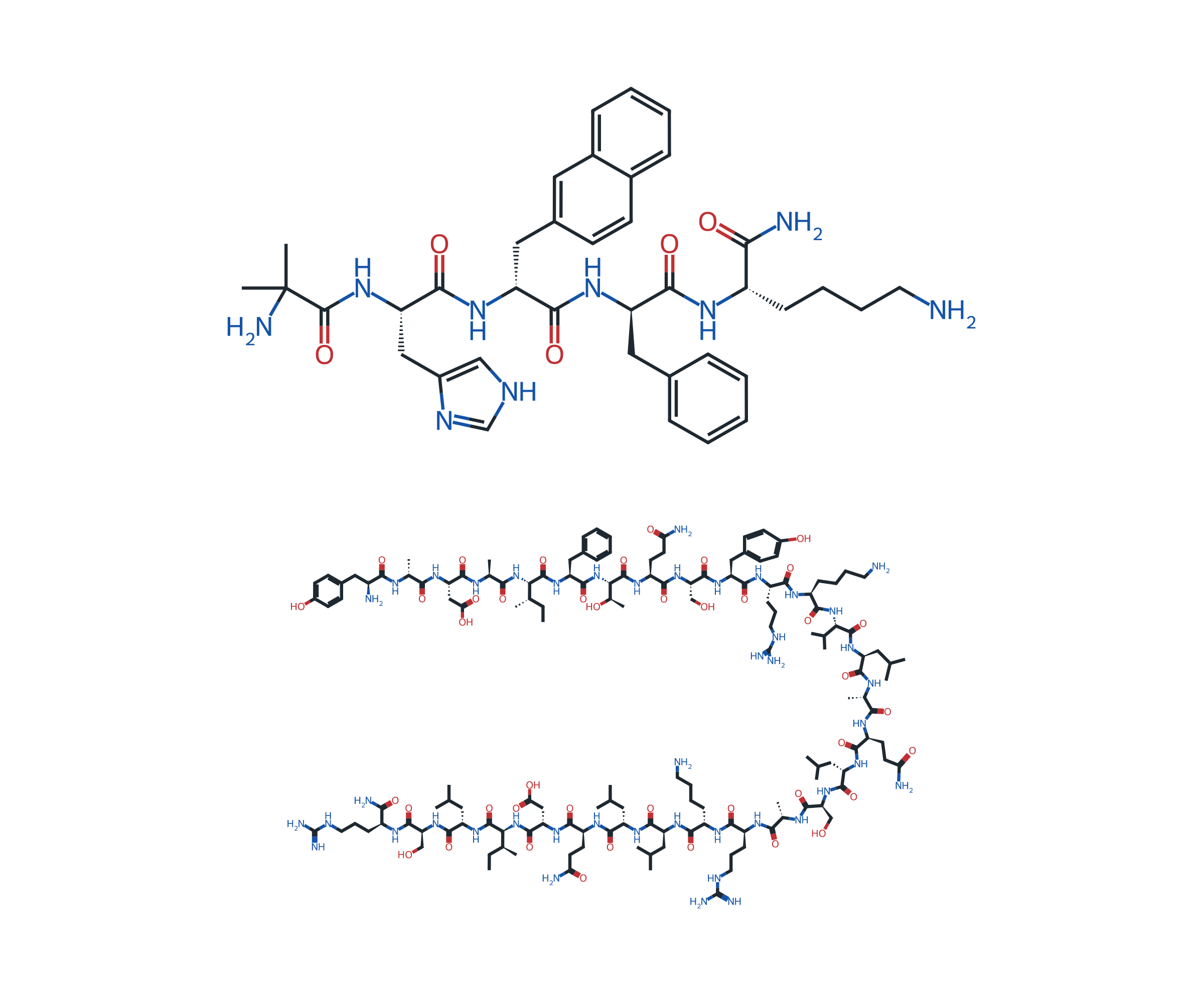 Molecular structures of Ipamorelin and CJC-1295 without DAC for the research blend.